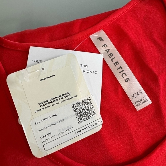 Fabletics Strawberry Red Ecosatin Tank Scoop Neck Loose Fit (XXS) - Picture 7 of 8